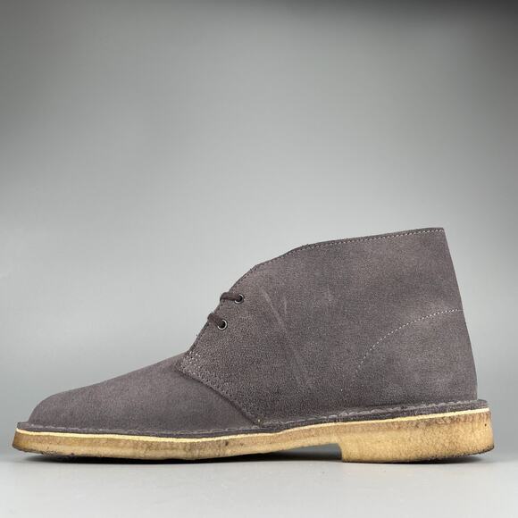 Clarks Bushacre Men\'s Size 11 M Gray Suede Chukka Ankle Boots Casual Lace Up GUC
